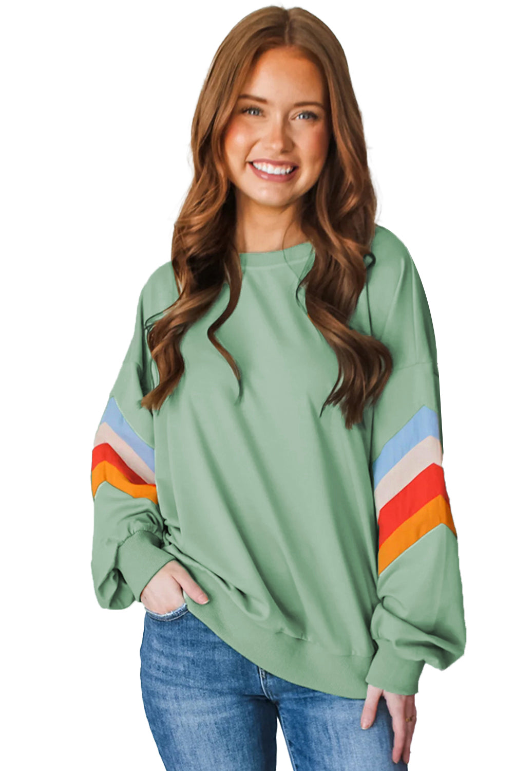 Flamingo Patchwork Drop Sleeve Loose Sweatshirt