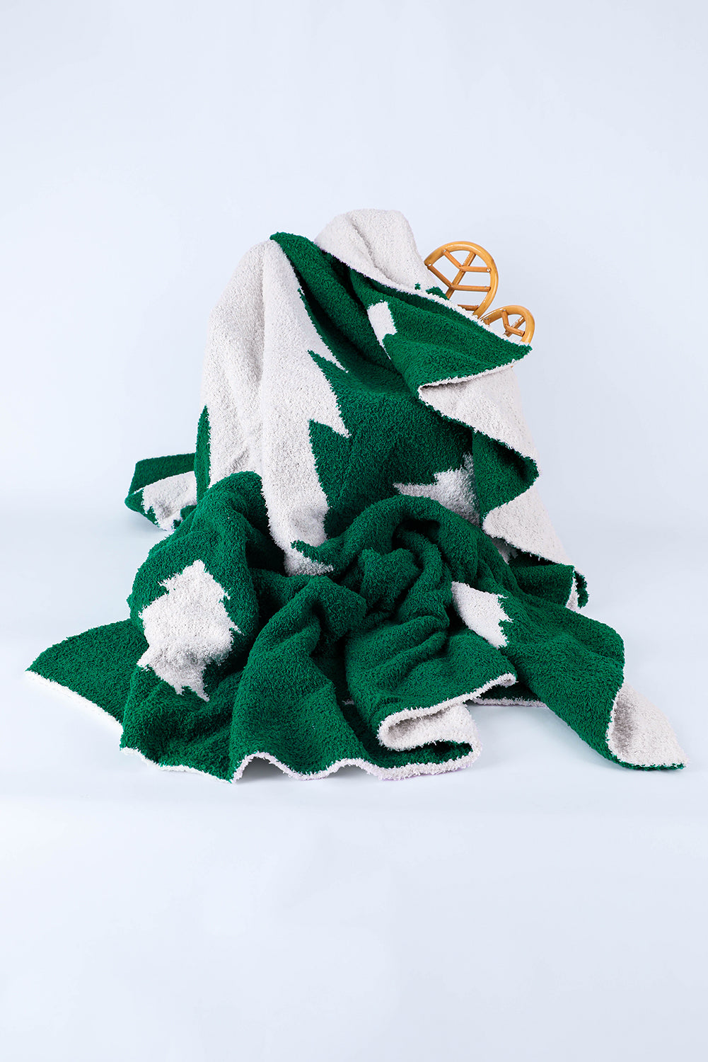 Dark Green Christmas Tree Print Warm Blanket