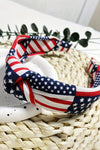 Navy Blue American Flag Print Knotted Hairband