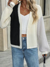 Contrast Open Front Long Sleeve Cardigan - Cocoa Yacht Club