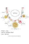 Peach Blossom Flower Sun Pearl Pendant Scarf Necklace