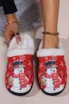 Snowman Round Toe Faux Fur Slippers