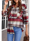 Brown Plaid Button Up Long Sleeve Flannel Shacket