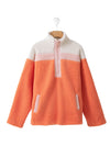 Orange Colorblock Zipper Stand Neck Sherpa Sweatshirt