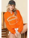 Orange Game Day Lettering Rugby Notched Neck Cropped Sweatshirt