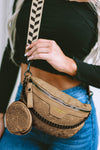 Bright White Floral Colorblock Strap Crossbody Bag with Coin Purse