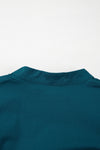Blue Sapphire Puff Sleeve Pleated Pop of Color Neckline Dress