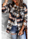 Brown Plaid Button Up Long Sleeve Flannel Shacket