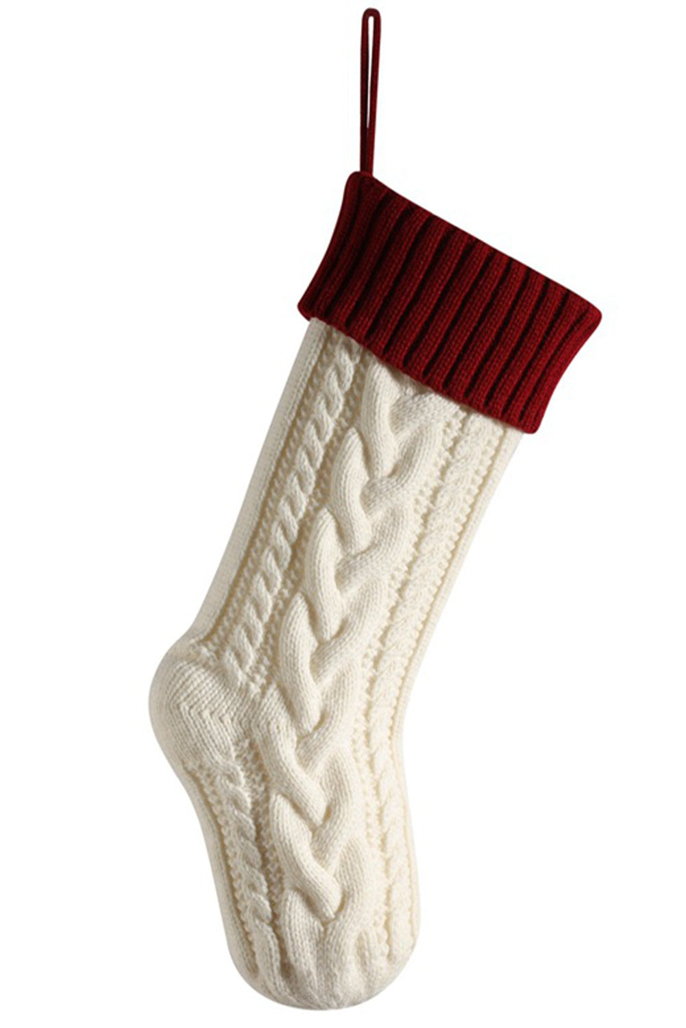 White Cable Knitted Christmas Stocking