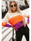 Color Block Drop Shoulder Round Neck Sweater