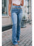 Dusk Blue Pearl Decor High Waist Flared Jeans