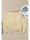 Parchment Quarter Zip Stand Neck Kangaroo Pocket Sweatshirt