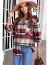 Brown Plaid Button Up Long Sleeve Flannel Shacket