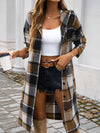 Devine Plaid Long Sleeve Hooded Coat - Cocoa Yacht Club