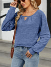 Cutout Round Neck Long Sleeve T-Shirt - Cocoa Yacht Club