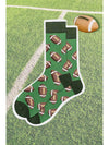 Blackish Green Rugby Football Print Mid-length Socks