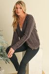 Beige Hollow Knit Drop Shoulder Cardigan