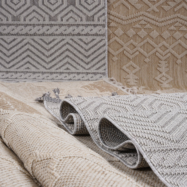 NAAR Guros Collection 2X8 Cream / Trellis Indoor / Outdoor Runner Rug