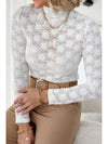 Mock Neck Long Sleeve Lace Top