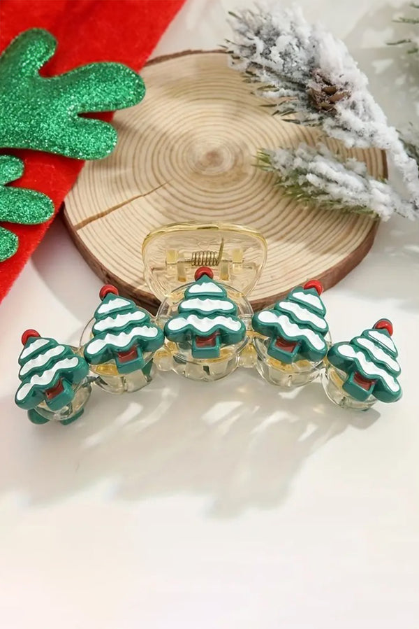 Dark Green Christmas Tree Hair Claw Clip
