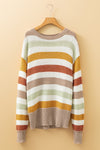 Multicolour Colorblock Drop Shoulder Crew Neck Sweater