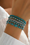Silvery Boho Turquoise Beaded Bracelet Set