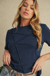 Medium Grey Solid Color Round Neck T Shirt