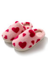 Fiery Red Valentines Heart Pattern Winter Fuzzy Slippers