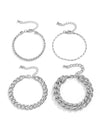 Silvery 4pcs Rhinestone Decor Adjustable Chain Bracelet Set