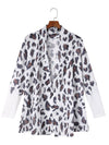 White Leopard Print Casual Open Front Cardigan