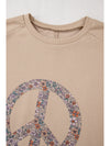 Pale Khaki Floral Peace Graphic Washed Plus Size Sweatshirt