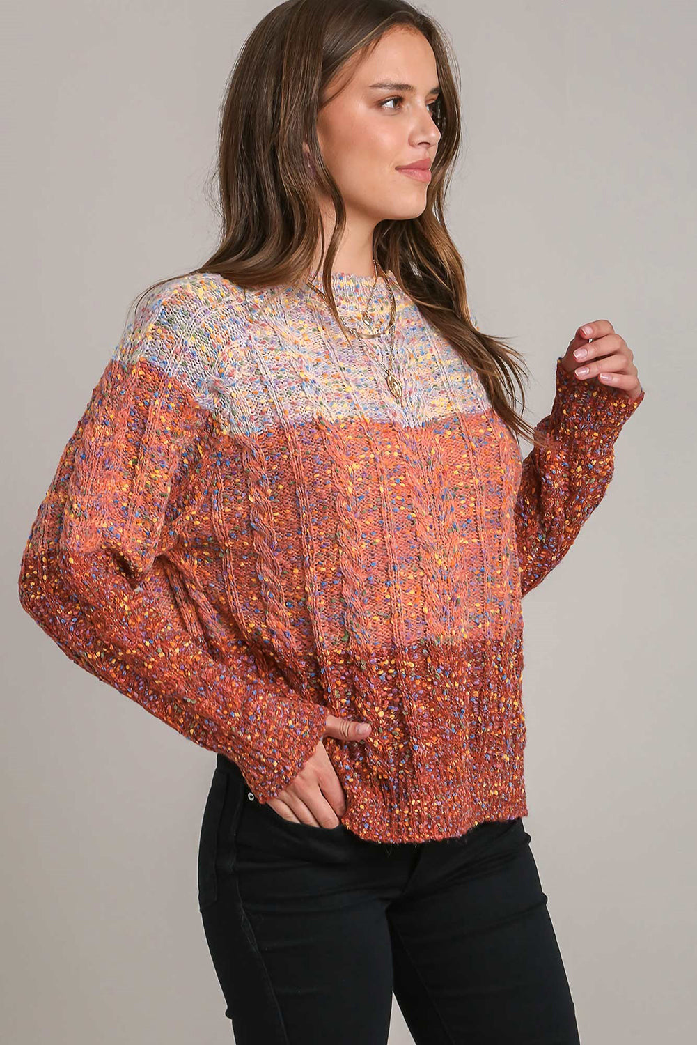 Multicolor Colorblock Confetti Knit Sweater