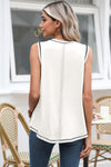 Mist Green Stitching Seam Henley Tank Top