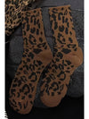 Chestnut Allover Leopard Print Crew Socks