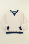 Red Clay Color Block Drop Shoulder Crewneck Oversized Sweatshirt