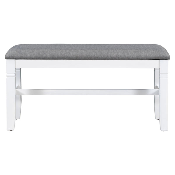 TOPMAX 6-Piece Wood Dining Table Set Kitchen Table Set with Upholstered Bench and 4 Dining Chairs, Farmhouse Style,Gray+White (old sku: SP000003AAK)