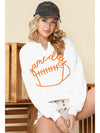 Orange Game Day Lettering Rugby Notched Neck Cropped Sweatshirt