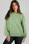 Bonbon Solid O Neck High Low Hem Pullover Sweatshirt