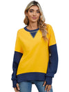 Yellow Color Block Thumbhole Sleeve Drop Shoulder Sweatshirt