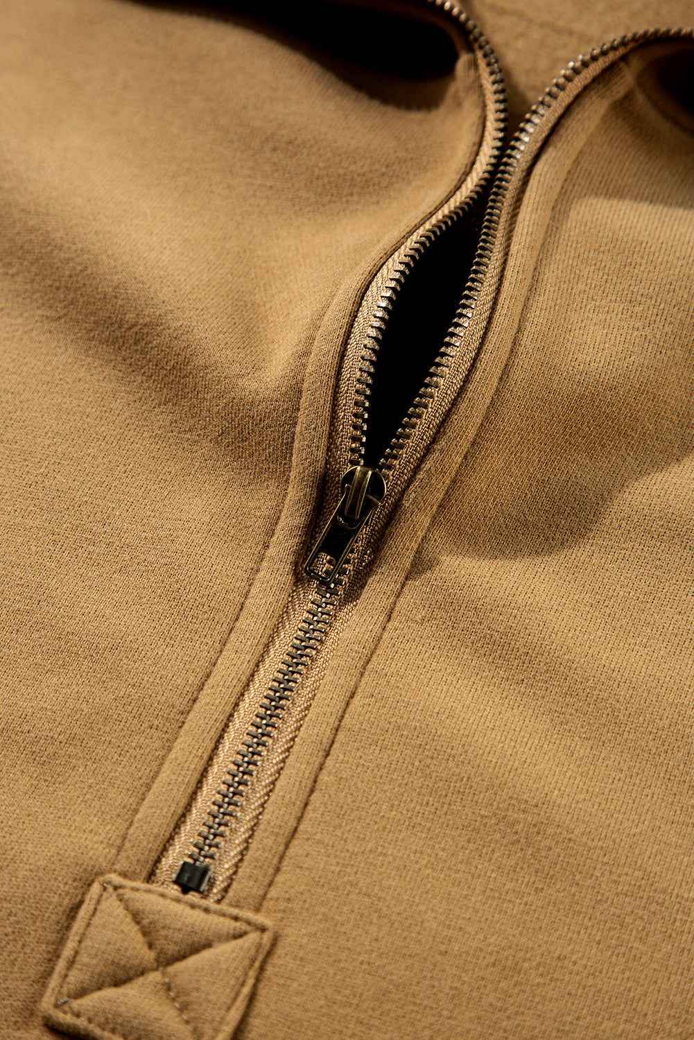 Smoke Green Half Zipper Kangaroo Pockets Drop Shoulder Hoodie