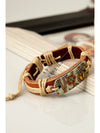 Cinnamon Vintage Boho Floral Printed Braided Rope Leather Bracelet