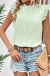 Frill Mock Neck Cap Sleeve Top - Cocoa Yacht Club