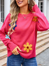 Angel Wings Crochet Flower Round Neck Sweater - Cocoa Yacht Club