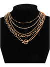 Gold 5pcs Layered Rhinestone Chain Collarbone Necklace Set