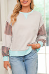 Parchment Colorblock Patchwork Striped Sleeve Sweatshirt