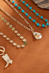 Gold Boot Pendant Turquoise Necklace Set
