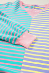 Pink Stripe Colorblock Drop Shoulder Oversize Sweatshirt