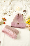 Peach Blossom Winter Beanie Hat and Cozy Sherpa Liner Scarf Set