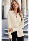 Texture Collared Neck Button Down Long Sleeve Shirt