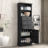 Black High Storage Cabinet with 3 Drawers and Adjustable Shelves